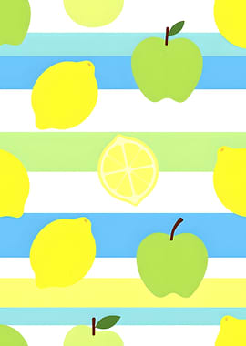 Cute Fruit Pattern with Stripes