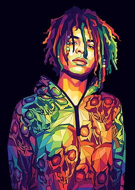 Iann Dior Colorful Skull Hoodie Portrait