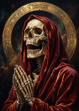 Skeleton Praying in Cosmic Halo