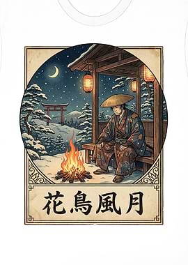 Samurai by Campfire in Winter