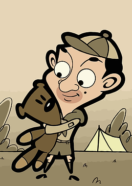 Mr. Bean Hugging Teddy Bear