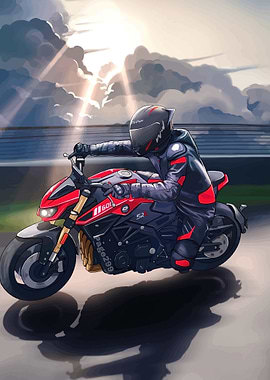 Rider on a Red Motorcycle