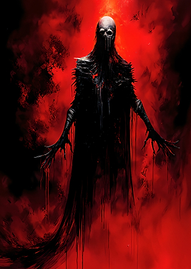 Dark Figure in Red Smoke