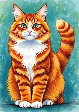 Orange Tabby Cat Painting