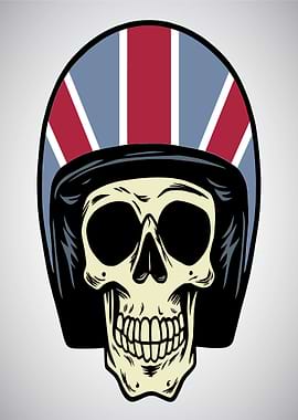 Skull wearing Union Jack helmet