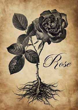 Vintage Rose with Roots