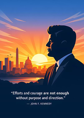 John F. Kennedy Quote with Washington D.C. Skyline