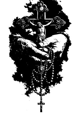 Hands Holding Rosary with Crucifix