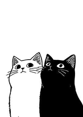 Two Cats Looking Up