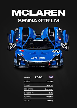 McLaren Senna GTR LM Car Poster