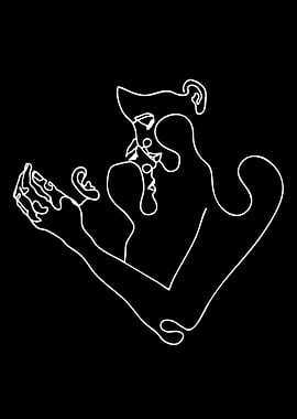 Abstract Line Art Couple Embracing