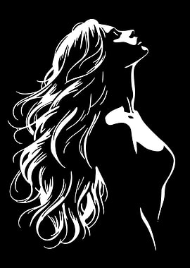 Silhouette of a Woman with Flowing Hair