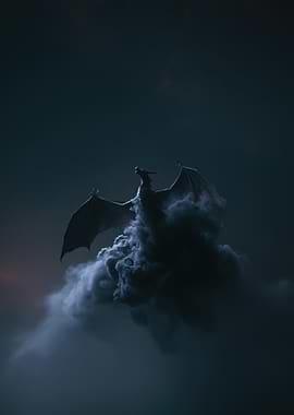 Dragon Emerging from Dark Clouds