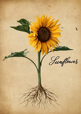 Sunflower with Roots