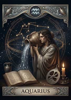 Aquarius Zodiac Astrology Art