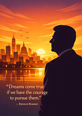 Ronald Reagan cityscape inspirational quote