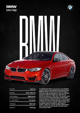 BMW M4 F82 Car Poster