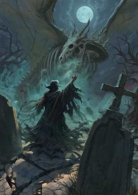 Necromancer Summons Skeletal Dragon