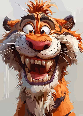 Cartoon Tiger with Wide Grin