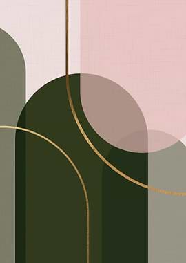 Abstract Geometric Art with Bronze Accents