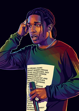 A$AP Rocky Performing with Text on Shirt