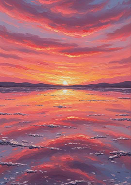 Vibrant Sunset Over Water