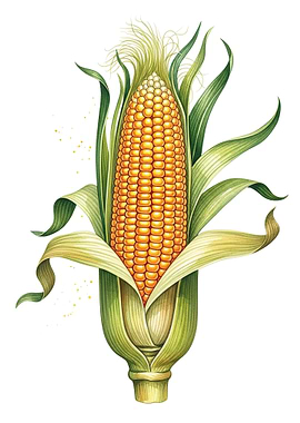 Detailed Illustration of a Corn Cob
