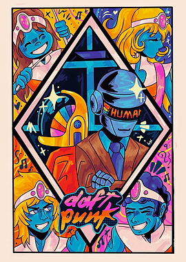 Daft Punk Retro Pop Art