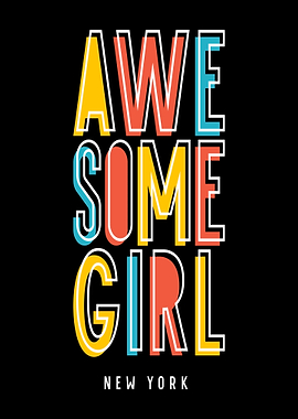 Awesome Girl New York Text Art