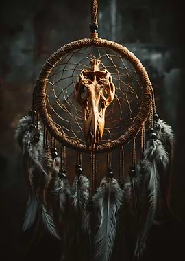 Dreamcatcher with Bird Skull