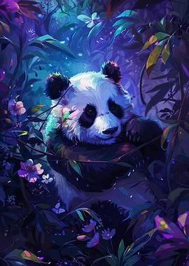 Panda in a Magical Forest
