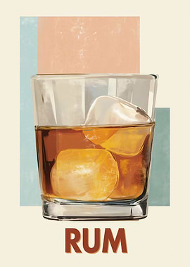 Rum Drink with Ice Cubes