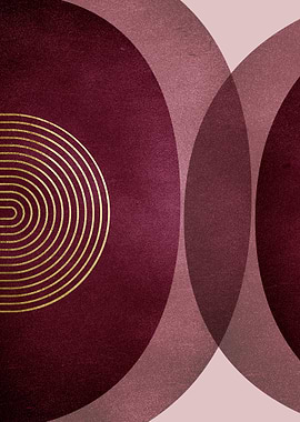 Abstract Geometric Circles with Gold Lines