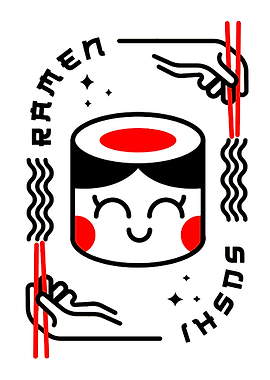Cute Ramen and Sushi Character