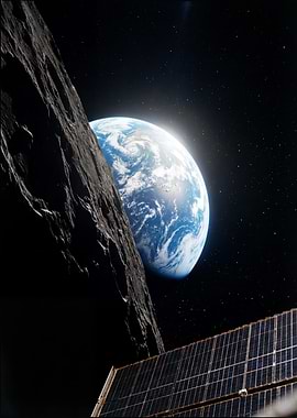 Asteroid and Earth in Space