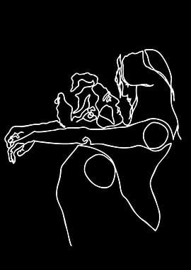 Couple Embracing Line Art