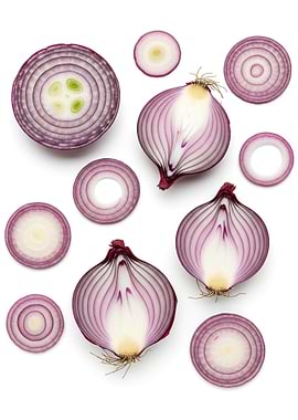 Red Onions Halved and Sliced