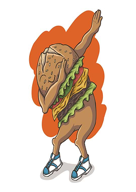 Dabbing Burger Character