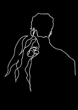 Couple's Embrace Line Art