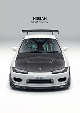 white Nissan Silvia S15 JDM poster