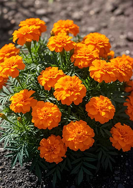 Vibrant Orange Marigold Flowers