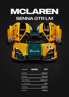 McLaren Senna GTR LM Car Poster