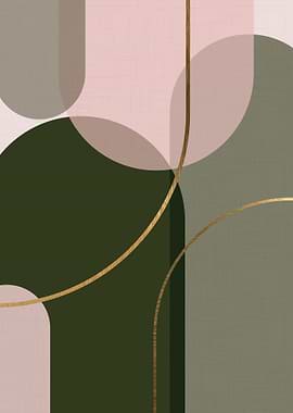 Abstract Geometric Art with Gold Accents