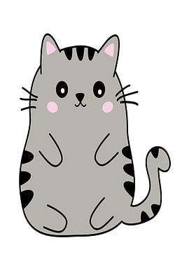 Cute Gray Tabby Cat Illustration
