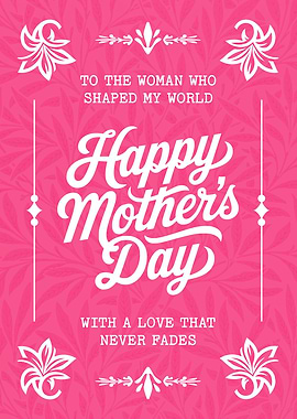 Happy Mother’s Day Poster Pink Floral Typography Gift for Mom Elegant Wall Art