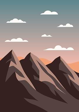 Minimalist Mountain Landscape at Dusk