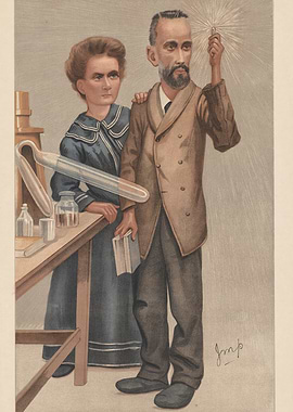 Marie and Pierre Curie in their lab