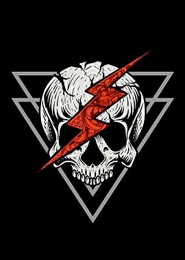 Skull Lightning Bolt Triangle Design