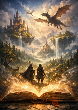 Fantasy Book Opens to Magical World