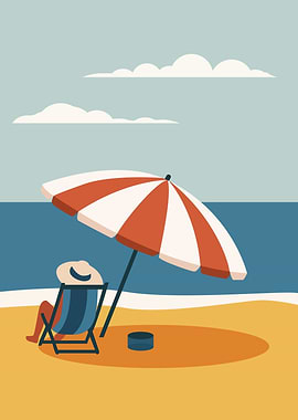 Relaxing Beach Scene with Umbrella